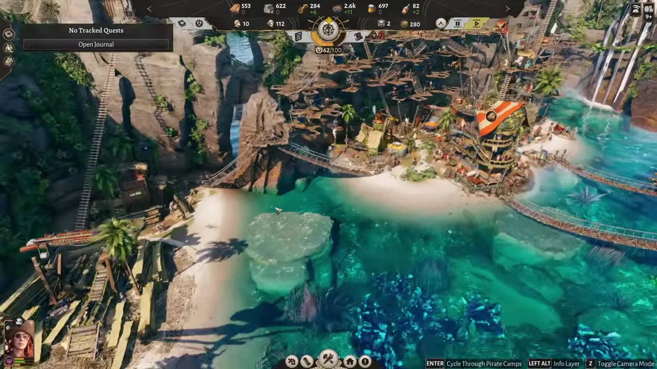 Corsair Cove coastal gun towers defending the pirate cove settlement