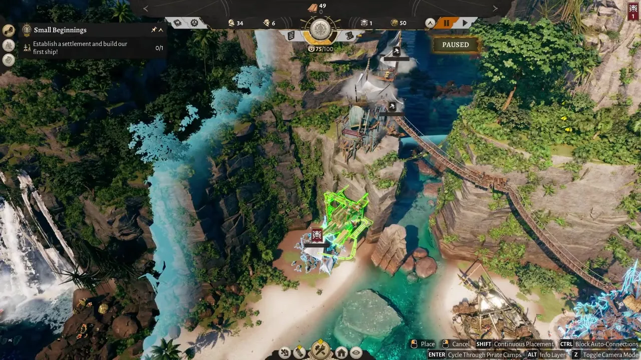 Corsair Cove warehouse cluster beside woodcutter and sawmill production chain