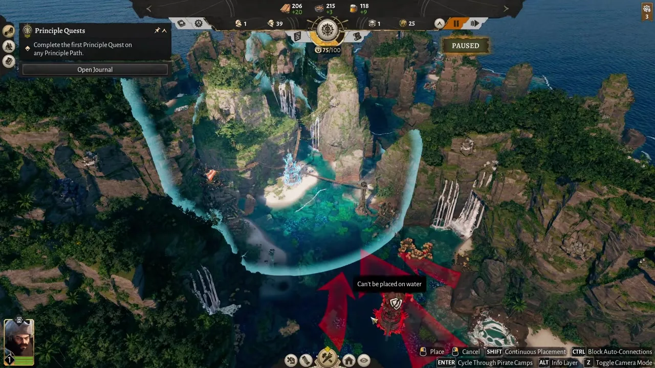 Corsair Cove pirate camp hub with tents galley and warehouse production cluster