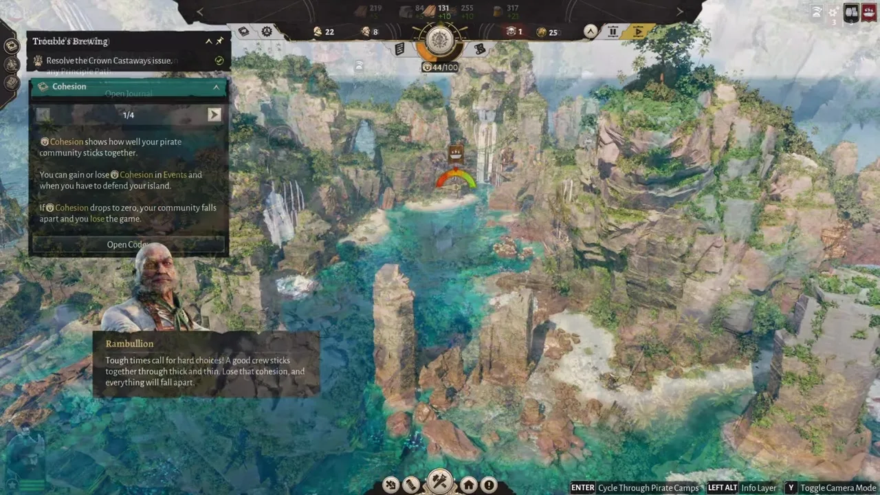 Corsair Cove Technology Compass progression menu unlocked after the first ship
